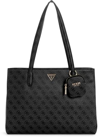 GUESS Damen Power Play Tragetasche Tech Tote, Schultertasche, Kohle-Logo