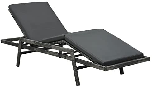 ULUYYUC Sonnenliegen Liegestühle Doppel-Chaiselongue Schlafsofa BettliegeSonnenliege mit Auflage Poly Rattan Graugeeignet für Pools, Strände, Decks