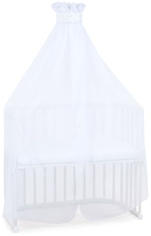 babybay Moskitoschutz und Himmel Piqué mit Band passend für alle Modelle bis 96 cm Länge, weiß Sternemix Sand/azurblau