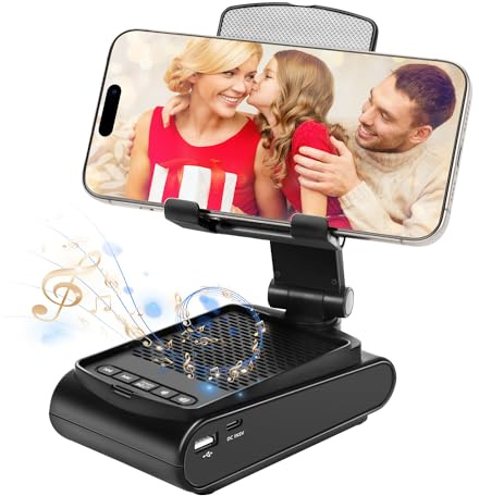Toiysyy Multi-Angle Adjustable Mobile Phone Holder with Built-in Bluetooth Speaker, Suitable for Home and Outdoor use, Easy to Carry, with Non-Slip Base, a Unique Birthday Gift for Boys or Husband