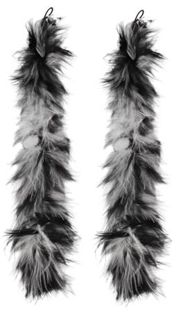 CAPASTEC 2 Pièces Plumeau Jeux pour Chat Plume Rechange pour Baguette Canne à Pêche Chats Interactive Intérieur Entraînement Kit Gris, Noir
