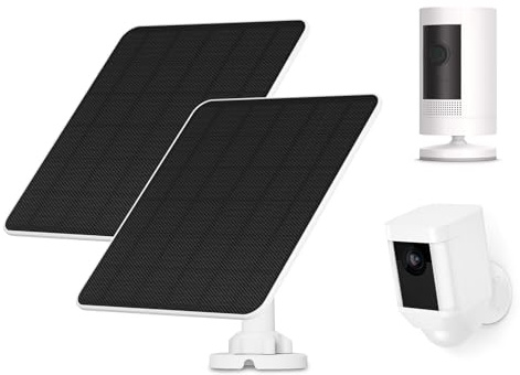 Solar Panel für Ringkamera, 5W Kamera Solarmodul Ladegerät für Ring Stick Up Cam/Pro Akku, Spotlight Cam/Pro/Plus, Solar für Ringkamera mit 9,8 Meter Kabel, IP65, 2 Pack