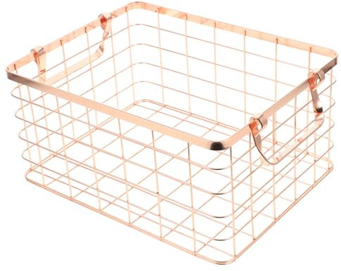 Warmhm Capacity Iron Storage Basket Wire Basket Handle for Snack Vegetables Holder Organizer