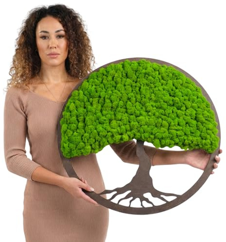 Scandinavian Moss Moosbilder in Form Eines Baumes - Schön Aussehender Wand Baum - Bringen Sie Leben Ihre Wohnung - Wandbild aus Natürlichen Rohstoffen und Deko Moos 50cm