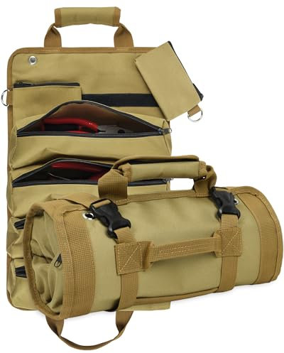 Werkzeugtasche Rollkoffer, Robuster Werkzeugkoffer mit 4 Reißverschlussfächern & 2 Abnehmbaren Taschen für Elektriker, Klempner und Heimwerker