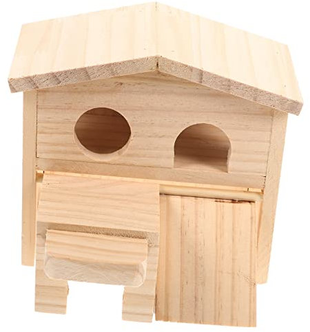 POPETPOP Mehrschichtiges Nagerdomizil Aus Naturbelassenem Holz Kleines Unterschlupf Mit Warmem Nest Robust Und Atmungsaktiv Geeignet Für Chinchillas Hamster Und Kleintiere Im Käfig