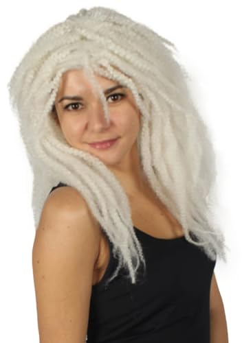 HPO Women's Medium Dreadlock Wig | Adult Party Ready Fancy Cosplay Halloween Wigs for Women | Breathable Design | Costume Hair for Themed Party - White