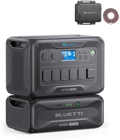 BLUETTI AC500 & B300K Generador Solar con Charger 1, 2764,8Wh LiFePO4, 560W Cargador de Alternador, 6 Salidas CA de 5000W, 50A NEMA 14-50R, Sistema Modular para Uso Doméstico, Emergencias y Apagones
