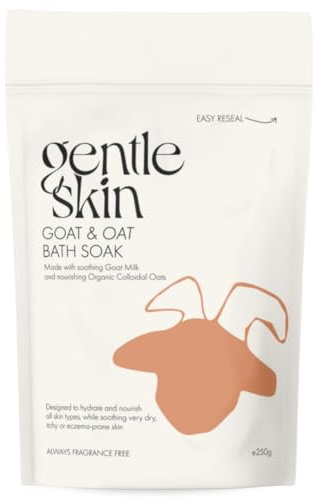 Gentle Skin 250g Goat & Oat Bath Soak – 100% Natural Soap Alternative & Soothing Bath for Dry, Itchy, Eczema & Psoriasis-Prone Skin – Made with Goat Milk & Organic Oats – Hydrating & Fragrance-Free