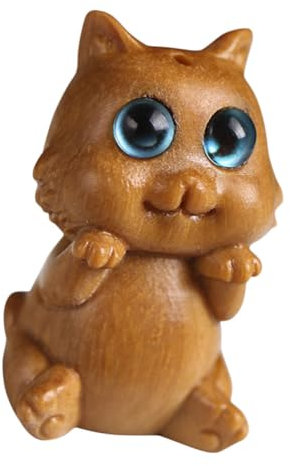 Cabilock Sandalwood Cat gatto che saluta animale domestico graziosi ciondoli gattino ornamenti per gattini ornamenti per la casa statua del gattino Carina decorazione di gatto-mini Sandalo