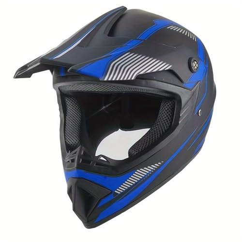 PLASMOVO Casco Integral for Motocicleta Todoterreno 225, Negro Brillante, Personalidad de Viaje 13, Cubierta de Seguridad, Casco Todoterreno Four Periods(225.yahei.15,S)