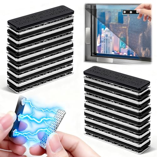 16 Pares de Cierre magnético con Adhesivo Clips,Imanes para Mosquiteras Ventanas,Imanes para Cierre de Cortinas Mosquiteras,Soporte para Tarjetas Nombre