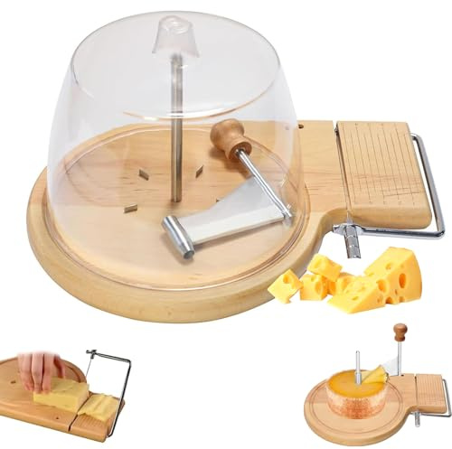 Grattugia Rotante Per Formaggio In Legno Di Faggio, Con Rotella In Acciaio Inossidabile, Affettatrice Per Formaggi Duri E Morbidi In Legno Con Spessore Regolabile, Per Tête De Moine, Girolle With lid