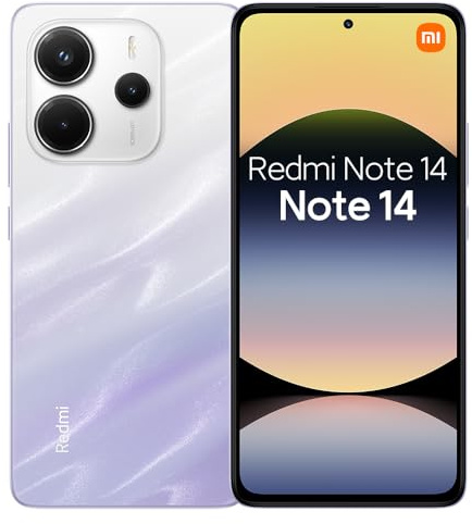 XIAOMI Redmi Note 14 4G (8GB + 256GB) - Smartphone 6.67 AMOLED, Triple Cámara 108MP, Batería 5500mAh, Carga Rápida 33W, Procesador Helio G99-Ultra, Violeta (sin Cargador)
