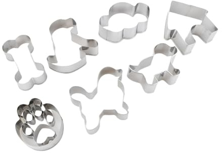 7 Stück Keksausstecher Set, Hund, Knochen, Fußabdrücke, Haus, Welpe, Plätzchen Ausstecher, Edelstahl, Kinderbacken, Kindergeburtstage, Hunde-Mottoparty