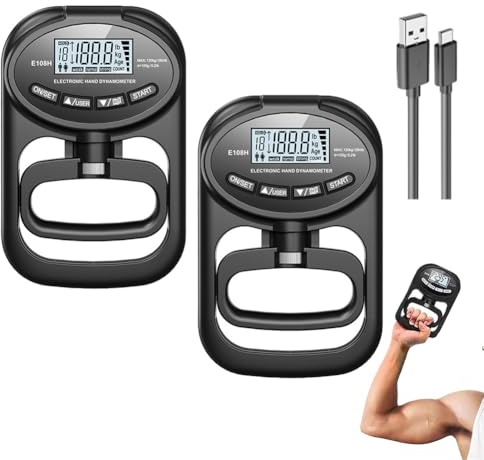 Dinamometro Per Impugnatura Manuale Tester Di Forza Muscolare Rinforzo Polso Attrezzatura Allenamento Digitale Misuratore Set Monitor Indicatore Ginnico Elettronico Ricaricabile 265 Libbre(BLACKX2)