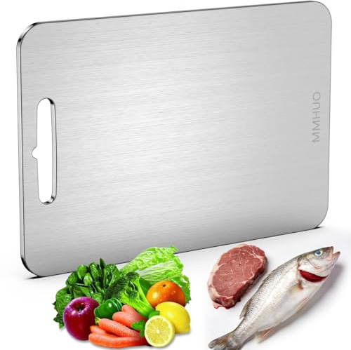 Cutting Board,304 Foodgrade Stainless Steel Cutting Board for Kitchen,Dishwasher Safe,Double-sided Chopping Board for Meat,Vegetables or Fruit,M 13.4*9