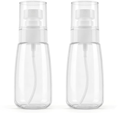QIHANS 2 Pack Spray Bottles 2oz/60ml, Leak Proof Fine Mist Small Empty Spray Bottles, Portable Refillable Plastic Travel Bottle for Hair Spray Toners Facial Moisturizing