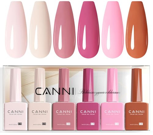 CANNI UV Nagellack Set 6 Farben verde azul morado rosa blanco Gellack Nagellack Gel Polish Set Gelnägel Set UV Gel für Nägel C2360