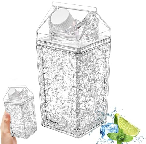 Bouteilles d'eau en carton de lait Bouteille de refroidissement à double paroi 14 oz avec matériaux réfrigérants Récipient en carton lait transparent Bouteille d'eau carrée pour les sports