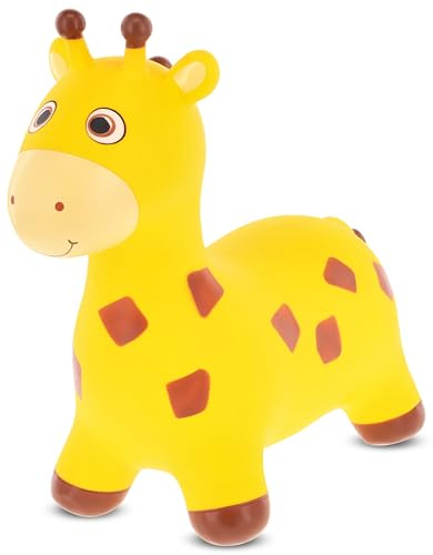 sun baby Hoppdjur från med pump, uppblåsbara djur, från 1 års ålder, utomhus eller inomhus (Beige giraffen)