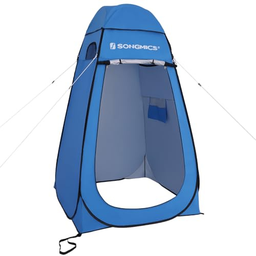 SONGMICS Portable Pop up Tent, Dressing Room Privacy Shelter, for Outdoor Camping Fishing Beach Shower Toilet, with Zippered Carrying Bag, Blue GPT01BU