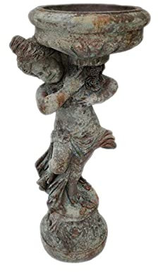 Pandecor Acquasantiera Colonna con Angelo e Vaso sulle Spalle portafiori - portavaso d. 39 h. 84,5 cm