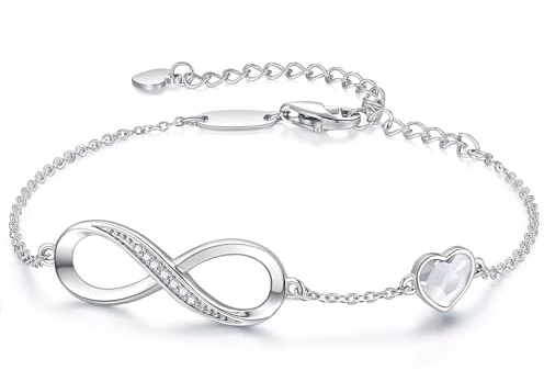 Infinity Armband Damen 925 Sterling Silber Geschenke für Frauen | Unendlichkeit Herz Armbänder Armkette Rosegold or Edelstahl Geburtstags Weihnachten Geschenk für Sie Frauen Freundin mama