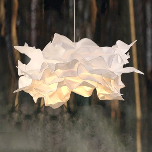 DUNMW Lampada a sospensione creativa con nuvole di carta fai-da-te, lampada da soffitto con fiori di carta artistica Lampada da soffitto con nuvole decorative per camera da letto, soggiorno, 33,8