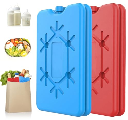 badaren Kühlakku, 4er-Set Kühlakkus für Kühltasche, Wiederverwendbar, Kühlakkus zur Lebensmittelkühlung, Kühltaschen oder Kühlboxen, Kühlakkus Kühlelemente geeignet für Schule und Outdoor