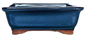 Bonsaischale aus glasierter Keramik ohne Tabletts (Metallic-Blau, 16 cm)