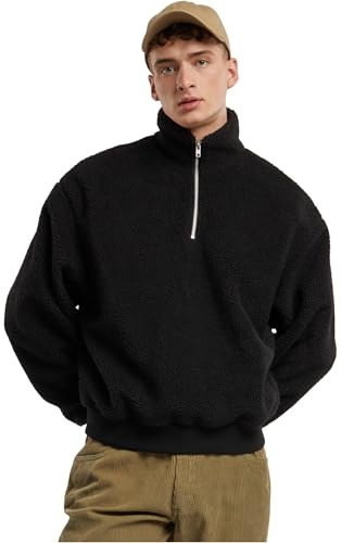 Urban Classics Troyer för män, oversized teddy-troyer av sherpa-tyg, oversize passform, storlekar S 5XL, svart, M