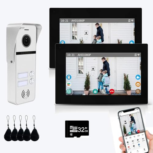 Wired Video Intercom System,1080P HD Smart WiFi Security Camera Door Bell with PIR Motion Detection,Monitoring,2-Way Audio,Touch Button, Night Vision,IP65 Waterproof,Support SD Card & Cloud Storage