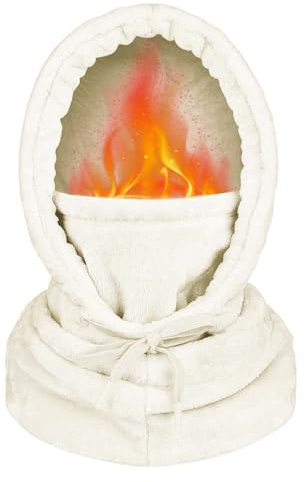 JFAN Wintermütze für Damen Schal MüTZE Set Warme Plüsch-Mütze Hoodie Mütze Kapuzenschal Wintermütze Verstellbar Beige