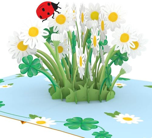 papercrush® Pop-Up Karte Marienkäfer & Gänseblümchen - 3D Glückwunschkarte (Muttertag, Geburtstagskarte, Viel Glück & Erfolg, Karte zur Prüfung, Gute Besserung, Danke, Abschied Kollegin)