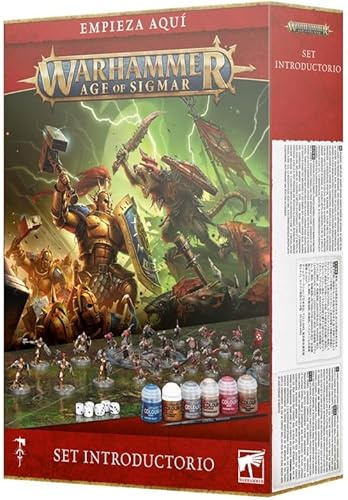 Games Workshop Warhammer Age of Sigmar Introductory Set (3rd Edition 2024) - Spanish Manual - Age 14+ - 25 Miniatures - 48 Page Manual - Game Mat & Accessories - Paint & Play - Fantasy Theme