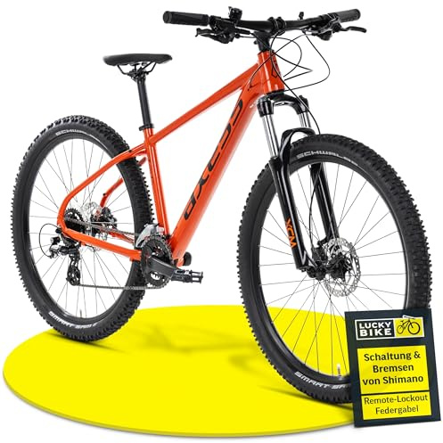 Axess Debris Mountainbike | MTB-Hardtail | 29 Zoll Herrenfahrrad | 16-Gang Schaltung | Hydraulische Scheibenbremsen, Farbe:orange, Rahmengröße:16 Zoll, Laufradgröße:27.5 Zoll