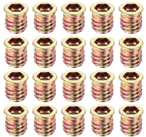 sourcing map 30Pcs Threaded Inserts, 5/16-18x19/32 Zinc Alloy Hex Socket Drive Screw-in Nut Threaded Inserts Furniture Bolt Fastener Connector for Wood Working Tool and Accessories