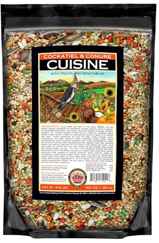 Cockatiel & Conure Cuisine 4 Lbs, Cockatiel & Conure Bird Seed, Nutrient-Rich Mixed Birdseeds, Bird Food for Cockatiels, Natural Mixed Seeds for Other Small Parrot, Daily Energy Growth & Balanced Diet