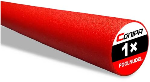 Conipa® - 1 Stück Schwimmnudel (160 x 7 cm) Kinder & Erwachsene (aus Schaumstoff) - Poolnudel & Pool-Spielzeug Set ab 3-10 Jahre (Made IN Europe) - Pool Wassernudel & Pool-Nudel (1 x Rot)
