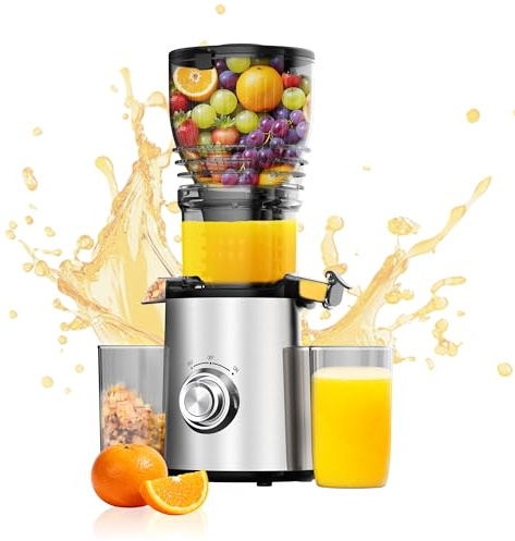 Cold Press Juicer Machines - 5.8 Wide Feed Chute, Easy To Clean, Slow Masticating Juicer Machines for Vegetable and Fruit, 300w Compact Juicers High Juice Yield