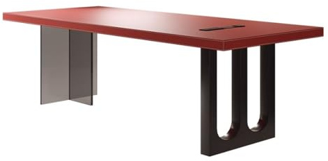 Spelbord Modernt kontorsskrivbord, rött läder, rymligt skrivbord med laddningsuttag(M)