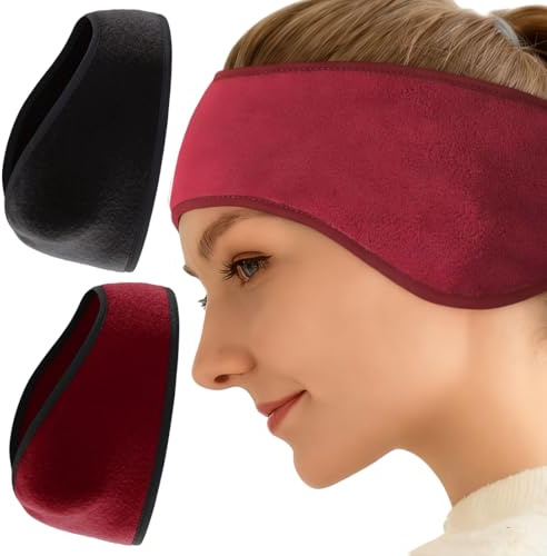 KIRZAX 2 Pièces Cache Oreille Femme Homme,Hiver Sport Bandeau Cache Oreille,Confortable Elastique Bandeau Cheveux,Thermique,Sport Headband Idéal pour Sports Ski Course à Pied Cyclisme
