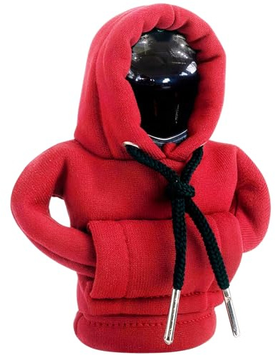 Schaltknauf Hoodie, Auto Schalthebel Abdeckung, Hoodie für Schaltknauf, Lustige Schalthebel Überzüge mit Kapuze, Universell für Manuelle und Automatische Getriebe, Auto-Innenraum Deko (Rot)