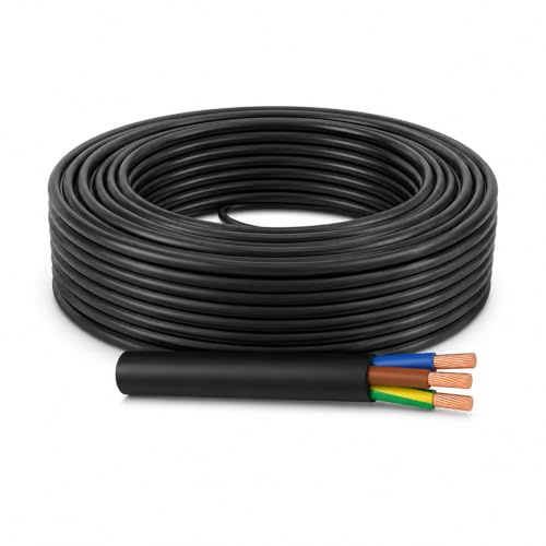 WEBMATEL Cable RV-K 3x6mm 0.6/1kV 25 Metros - Manguera RVK Cable Electrico Exterior Negro Alta Tension Instalacion Industrial