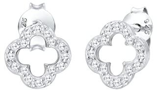 Elli Ohrringe Damen Ohrstecker Kleeblatt Glücksbringer mit Zirkonia | 925 Silber