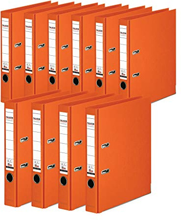 FALKEN 10x Chromocolor Premium-Ordner 5cm schmal DIN A4 orange | Made in Germany Kunststoffbezug außen und innen