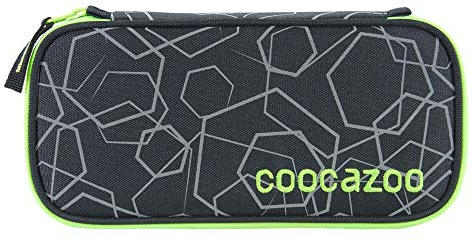 coocazoo Federmäppchen PencilDenzel „Laserreflect Solar-Green“ schwarz/grün, Schlamperetui, Geodreieckfach, Stundenplanfach, herausnehmbarer Stiftehalter, zusätzliches Reißverschlussfach