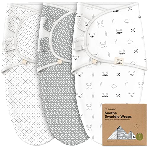 KeaBabies 3-Pack Bio Swaddle Schlafsack Baby - Pucksack Baby 0-3 monate für Neugeborene, Weich und Gemütlich Pucktuch Säuglinge fur Mädchen, Jungen, Babyschlafsack Neugeborene, Atmungsaktiv (Nordic)