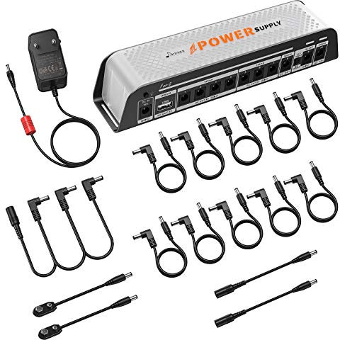 Donner DP-Z 9V Gitarrenpedal-Netzteil 10 isolierter DC-Ausgang mit USB-Anschluss für 9V/12V/18V Effektpedal DC 18v 2000m Eingang